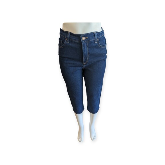 Gloria Vanderbilt Amanda Women's Capri Jeans Size 8 Dark Wash Stretch Crop - Picture 1 of 7